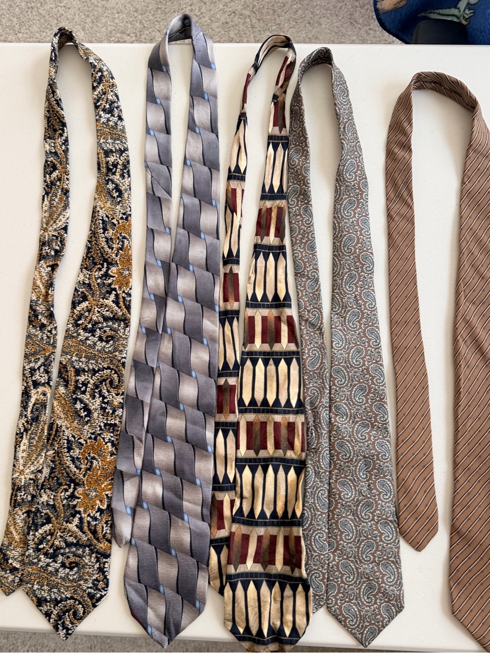 Lot of 5 Designer Silk Neckties Zegna Oscar de la Renta Salvatore Gregorio VTG